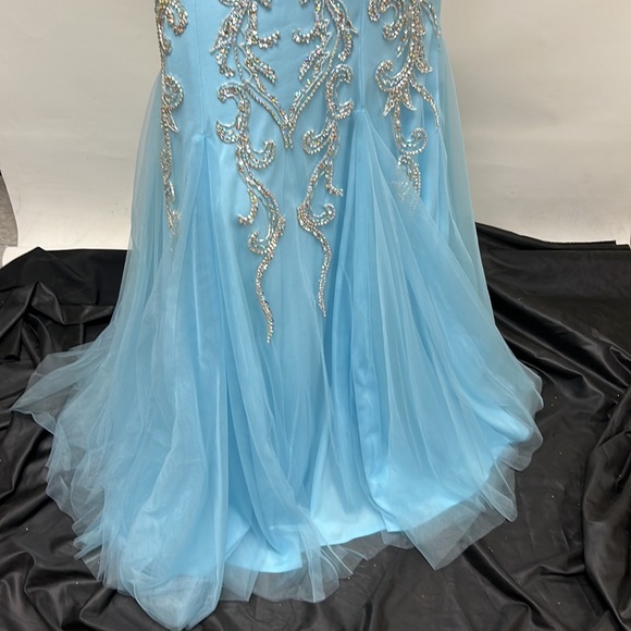 Montage by MON Cheri mermaid mock neck embroidered low back long gown - Picture 16 of 16